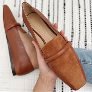 Veronica Beard Dress Shoes Leather Loafers Brown Suede Slip-On Flats